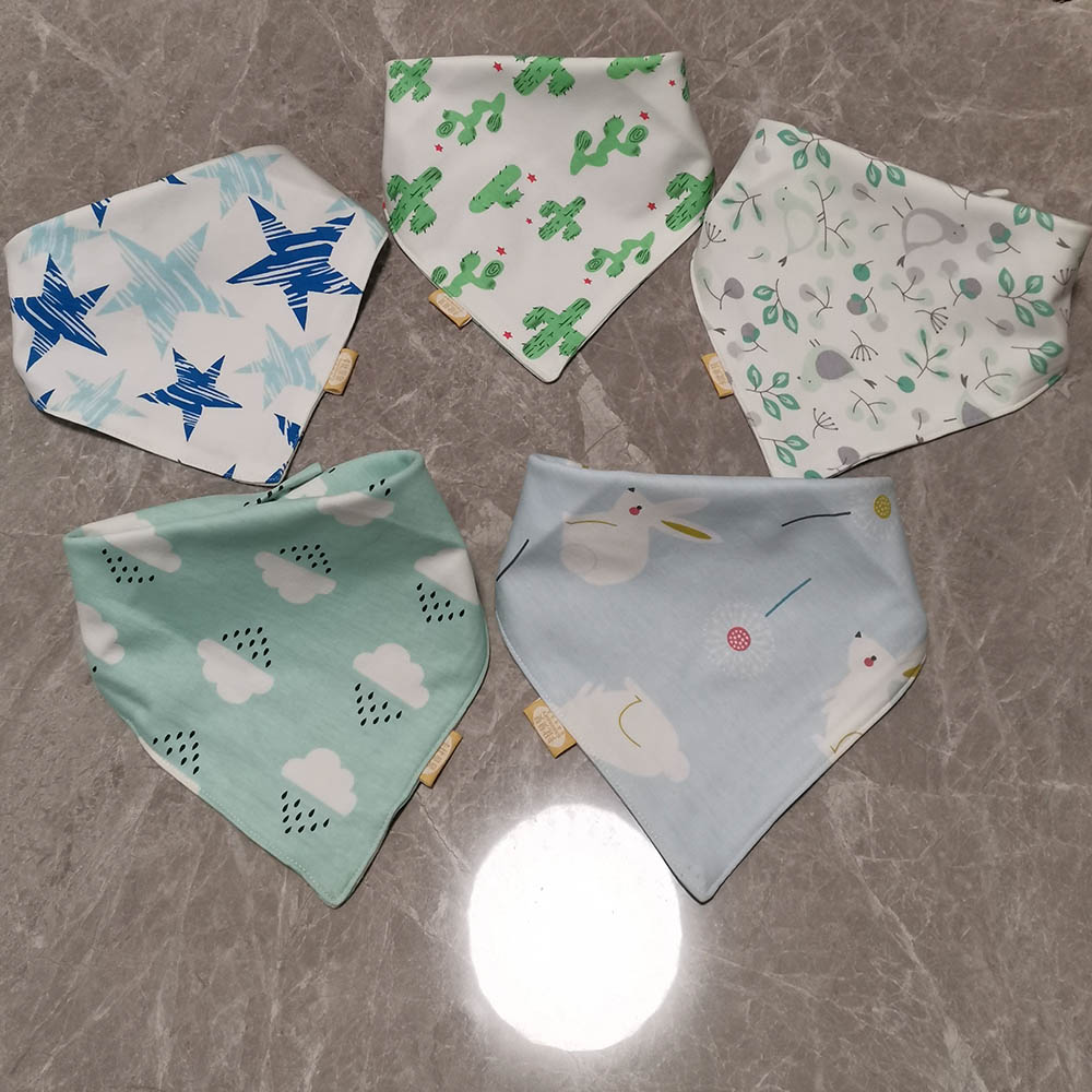 5 Stks/partij Slabbers Driehoek Dubbele Katoen Slabbetjes Cartoon Print Speeksel Handdoek Baby Jongens Meisjes Voeden Schort Katoen Bandana Slabbetjes: 11