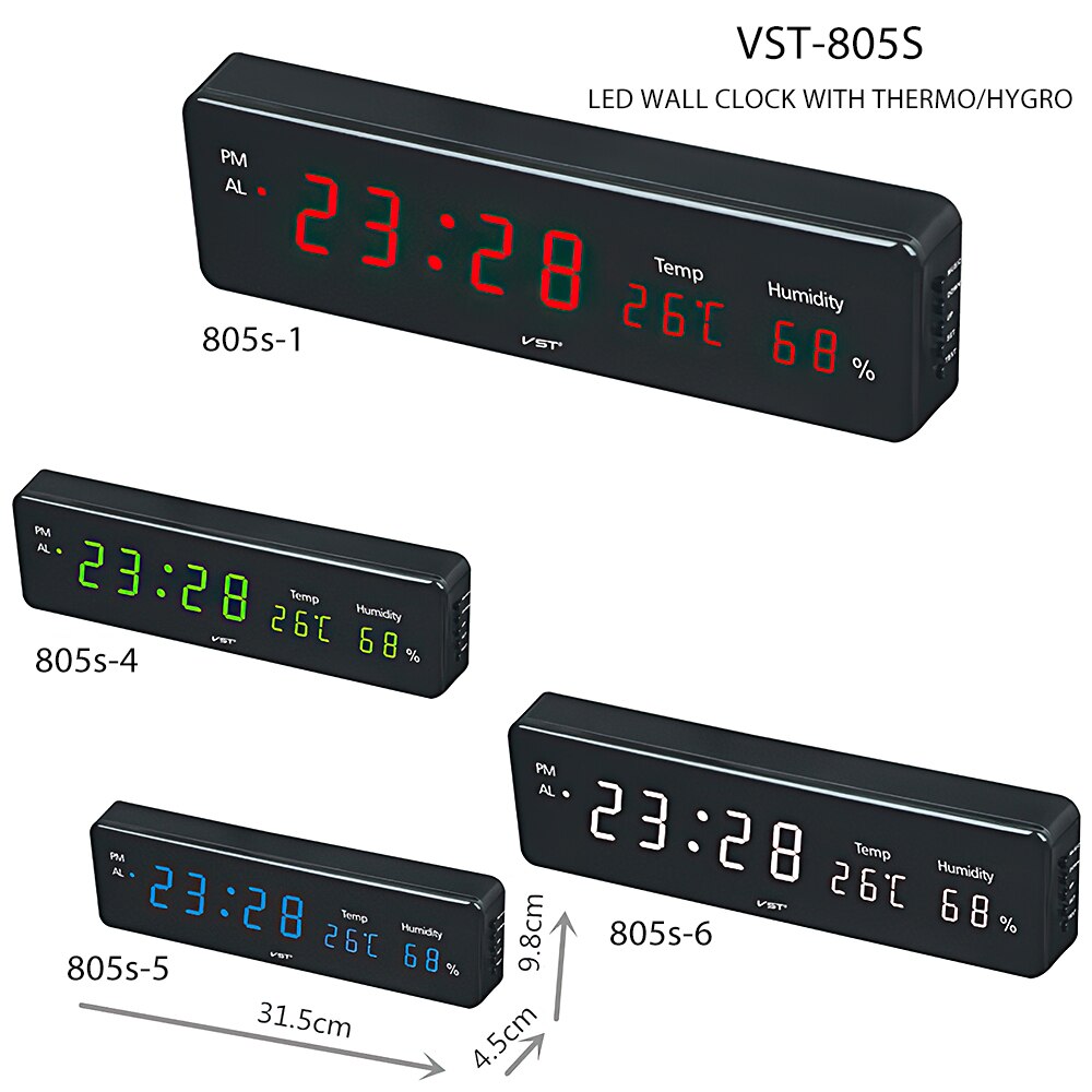 Digital Wall Clock USB Big LED Time Calendar Temperature Humidity Display Desk Table Clocks Electronic Wall Watch EU Plug