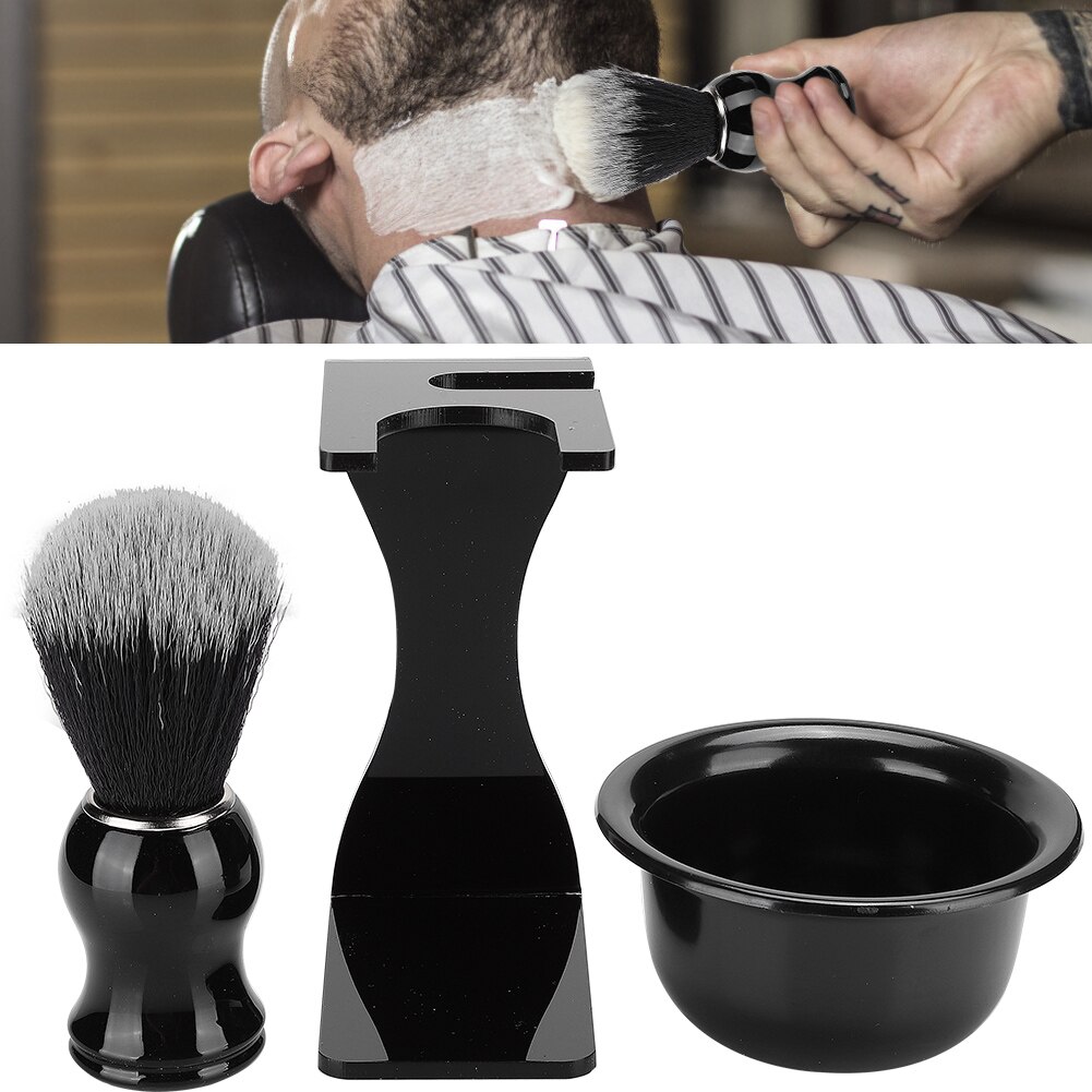Cepillo de afeitar para hombre, conjunto de herramientas de estilo de pelo, para salón de peluquería, suministro para barbería, 3 unidades