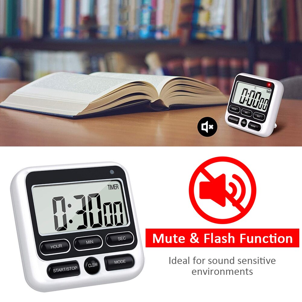 Large Display Magnetic Digital Kitchen Timer Cooking Timer clock Alarm-Counters Countdown up Alarmclock Stopwatch Back Stand