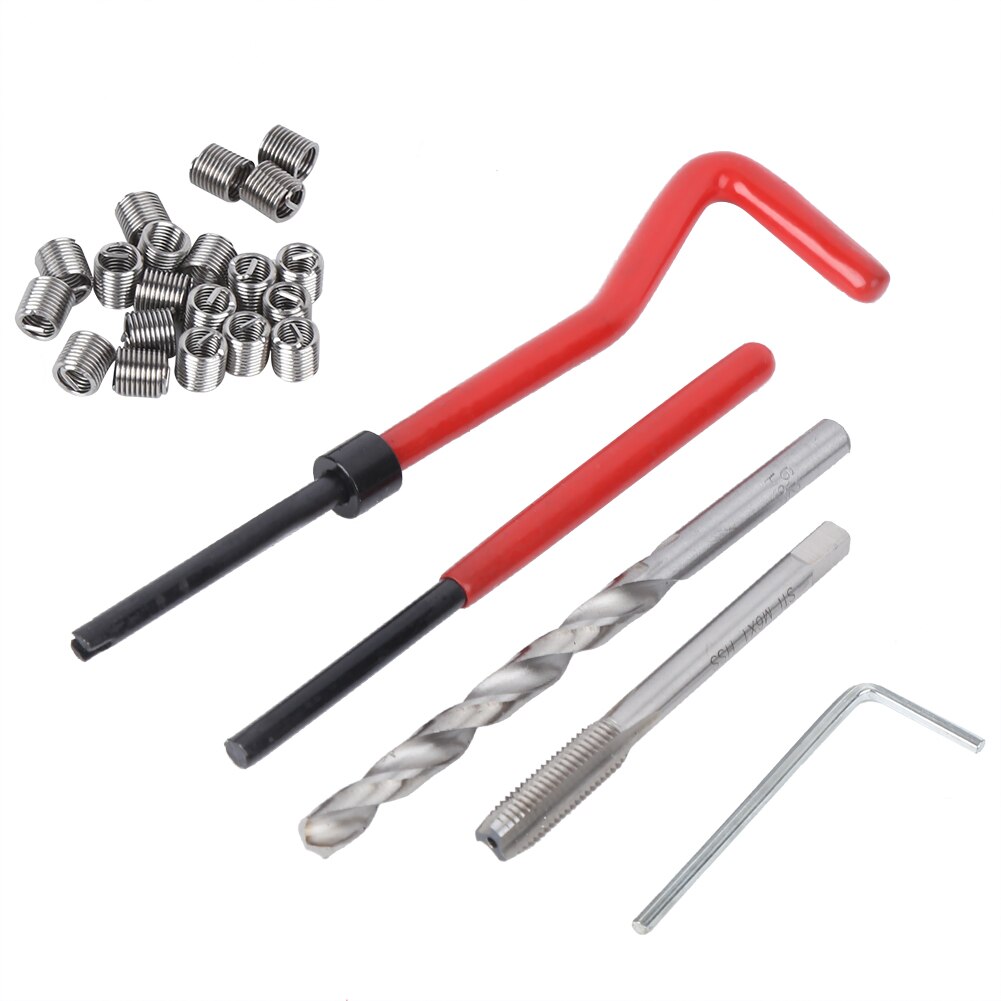 25pcs M6 Thread Repair Kit Thread Tap Drill Bit Damaged Threads Repair Tools threaded inserts