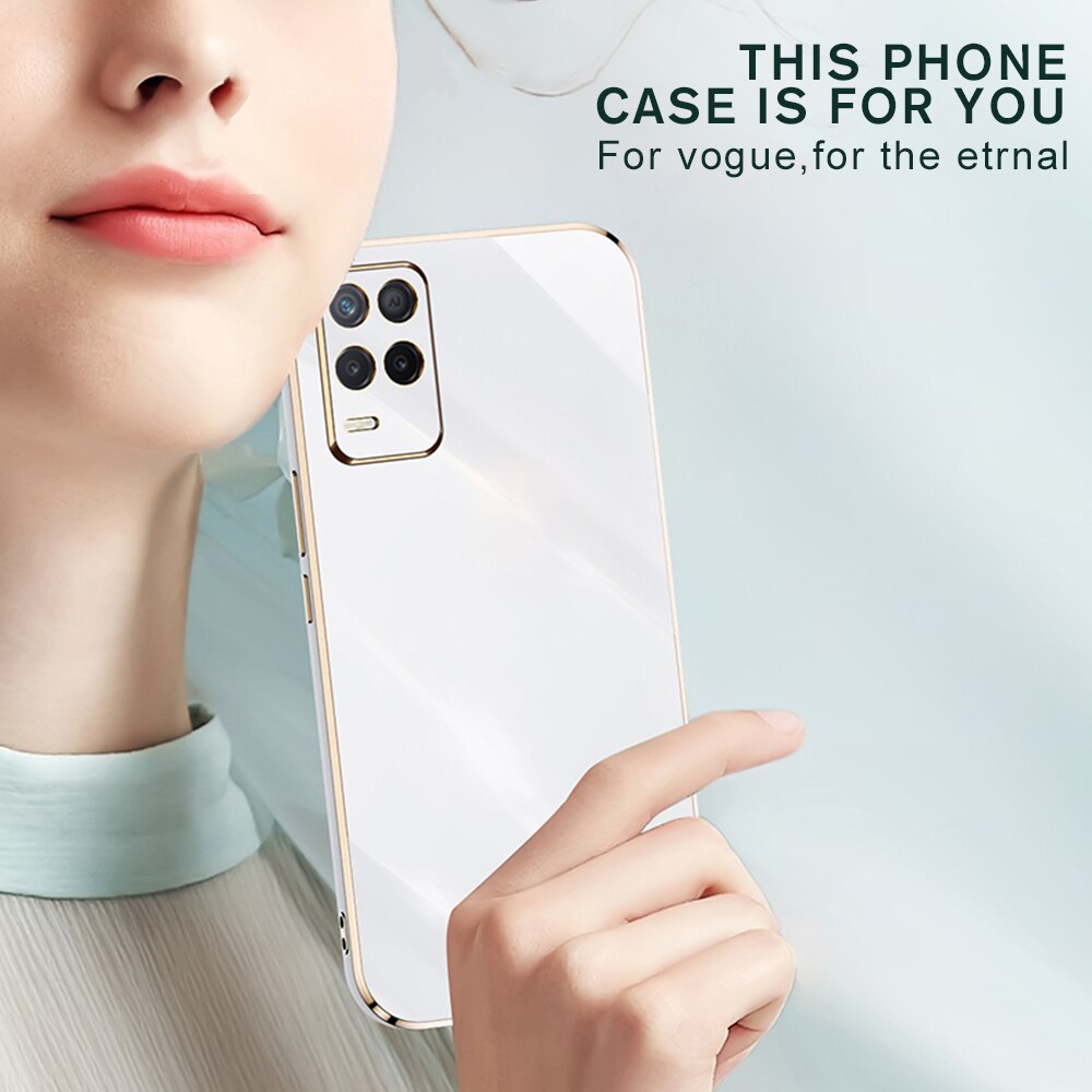 Electroplating Straight Edge Protective Case For Oppo Realmy 8 Pro Anti-Knock Back Cover For Realmi 8 Realmy8 8Pro 4G 5G Fundas