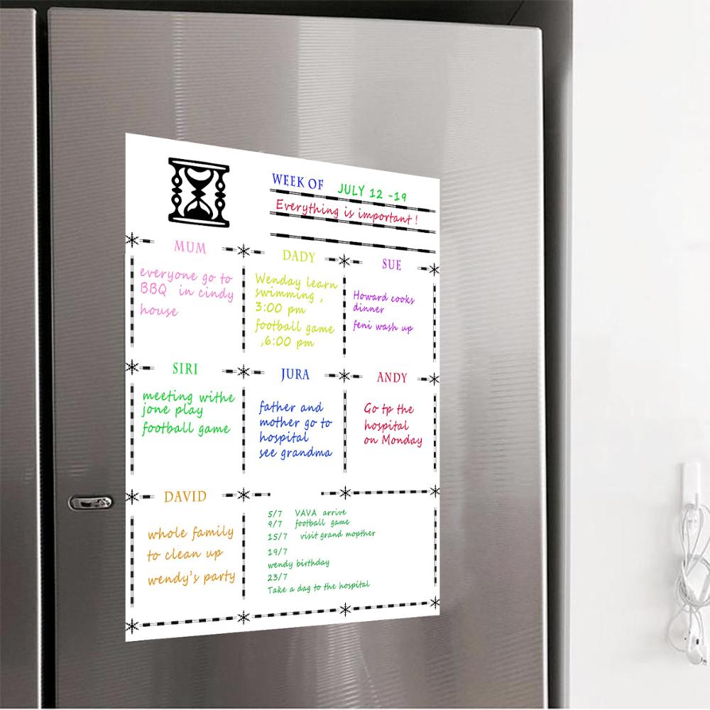 A3 Magnetic Dry Erase Fridge Calendar Multi-Purpose Weekly Whiteboard with 4 Pens for Refrigerator Fridge Kitchen Home