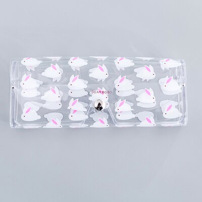 Draagbare transparante reiscosmetische tas voor dames, cartoon zonnebril, oordopjes, opbergtas voor brillen, pvc make-uptas, draagtas: Konijn