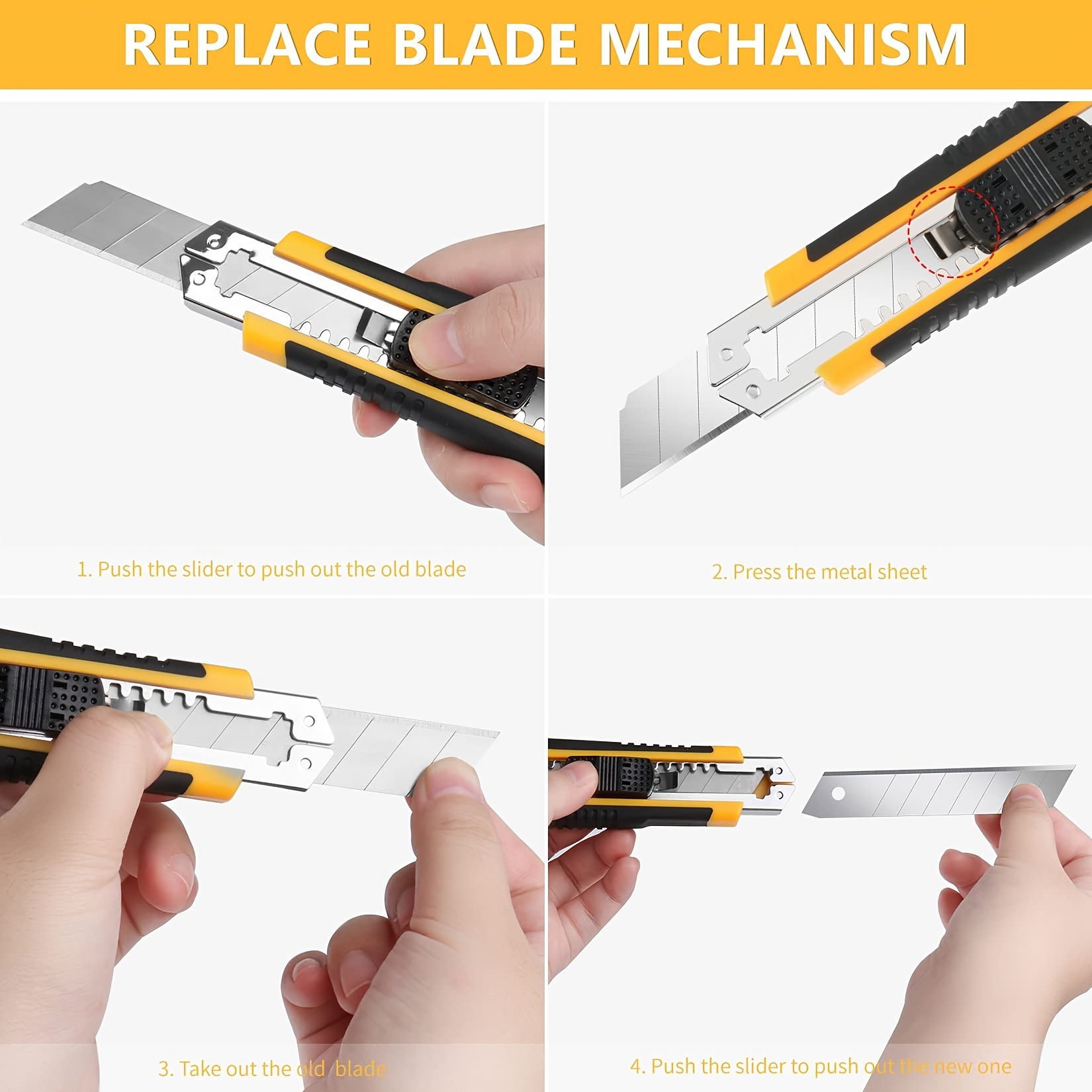 1 PC Utility Knife Box Cutter Retractable, Blade Storage , Extra 2 PCS Snap Off Blades Included, Quick-Change Blades Boxcu
