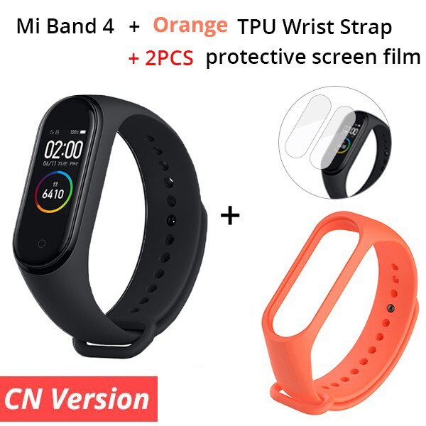 Original Xiaomi Mi Band 4 Smart Bracelet 3 Color AMOLED Screen Miband 4 Fitness Traker Bluetooth Smartband: CN n Orange Starp