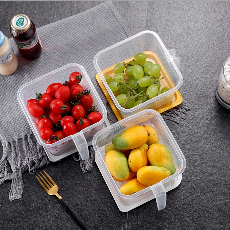 Récipient de stockage en plastique avec couvercles poignée réfrigérateur stockage clair aliments conteneurs petit réfrigérateur boîtes de rangement cuisine R2023