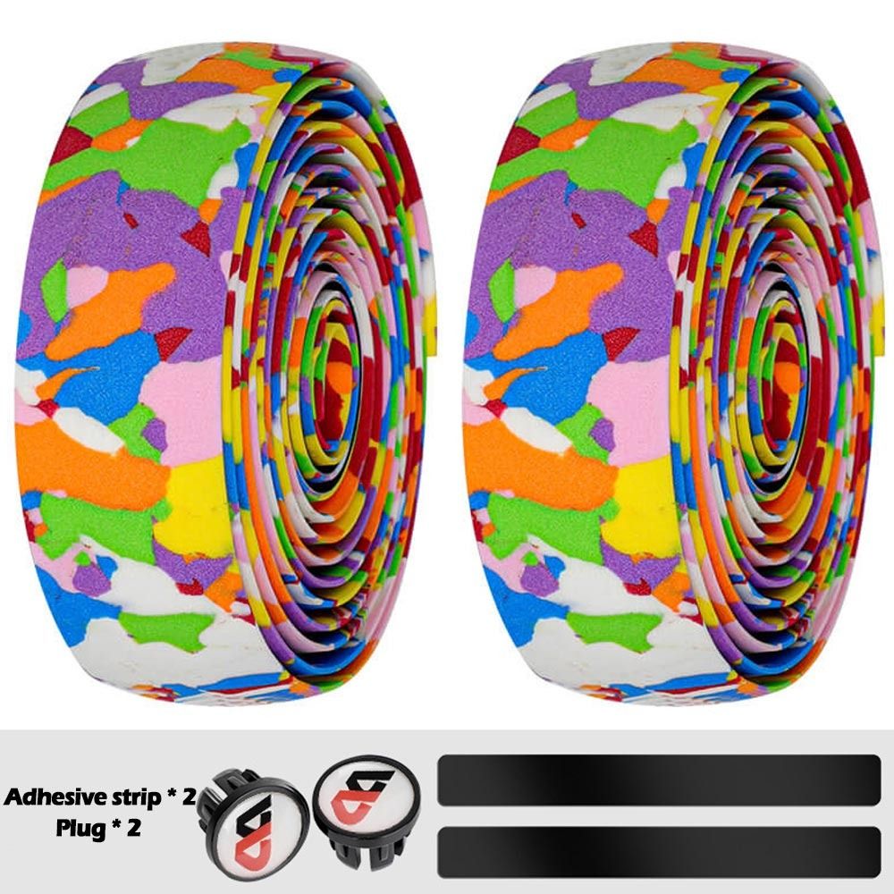 Cinta de goma EVA para manillar de bicicleta, cinta de camuflaje de alta elasticidad, amortiguación antideslizante, para ciclismo de carretera, 2 piezas