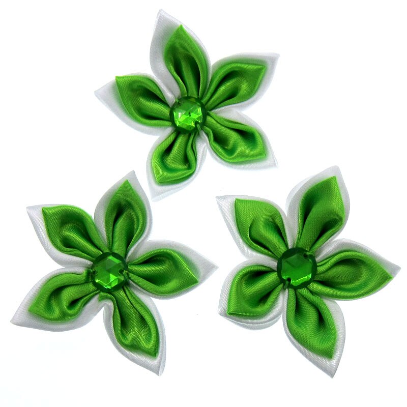 20 Stücke Satin- Blumen Strass Sternförmigen 2 Schichten Applikationen Nähen Haar Bogen Zubehör Handwerk Dekorationen 5,0 cm: Muster 7