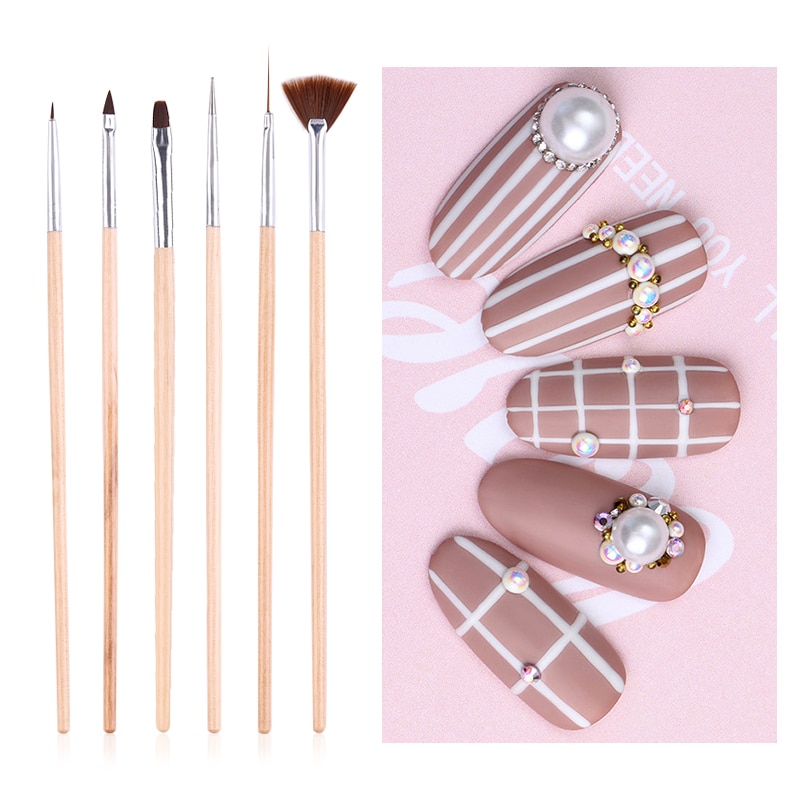 8 pièces/ensemble UV Gel Liner ongles brosse peinture dessin Liner acrylique stylos marbre poignée Nail Art stylos bricolage outil pour Gel vernis