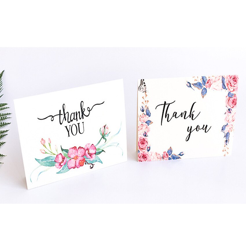 5packs/lot Flowers Style "Thank you"Fold Paper Card With Envelope Cute Message Greeting Cards Invitation Card
