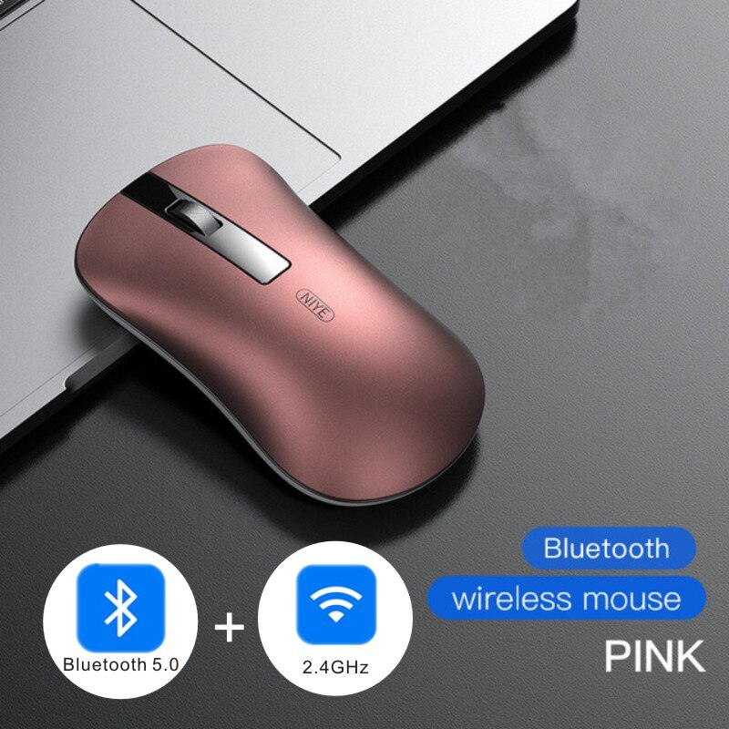 Ergonomic Rechargeable Wireless Mouse Silent Thin USB PC Laptop Computer Bluetooth Mice For MacBook Lenovo HP Dell Xiaomi Mouses: Pink