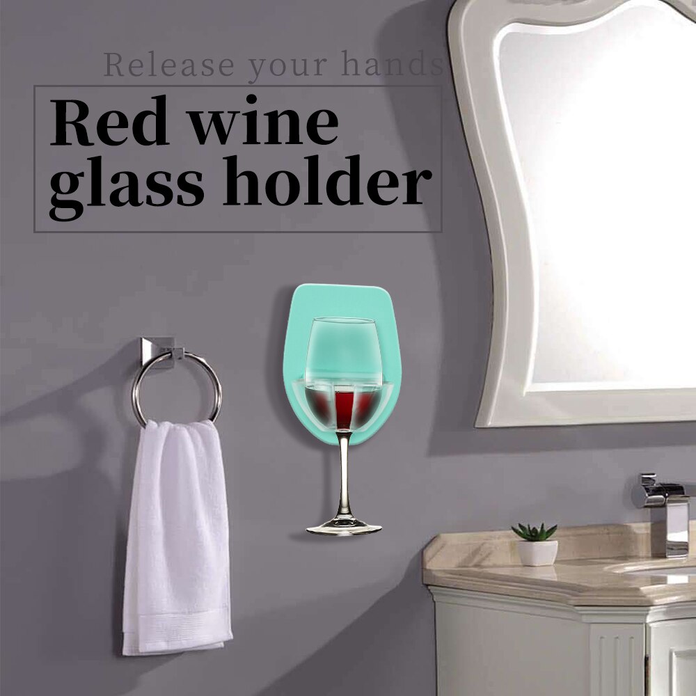1pcs Wall Plastic Wine Glass Holder Bath Shower Red Wine Glass Holder Cup Storage Hanging Rack Bar Bathroom Kitchen Accessories