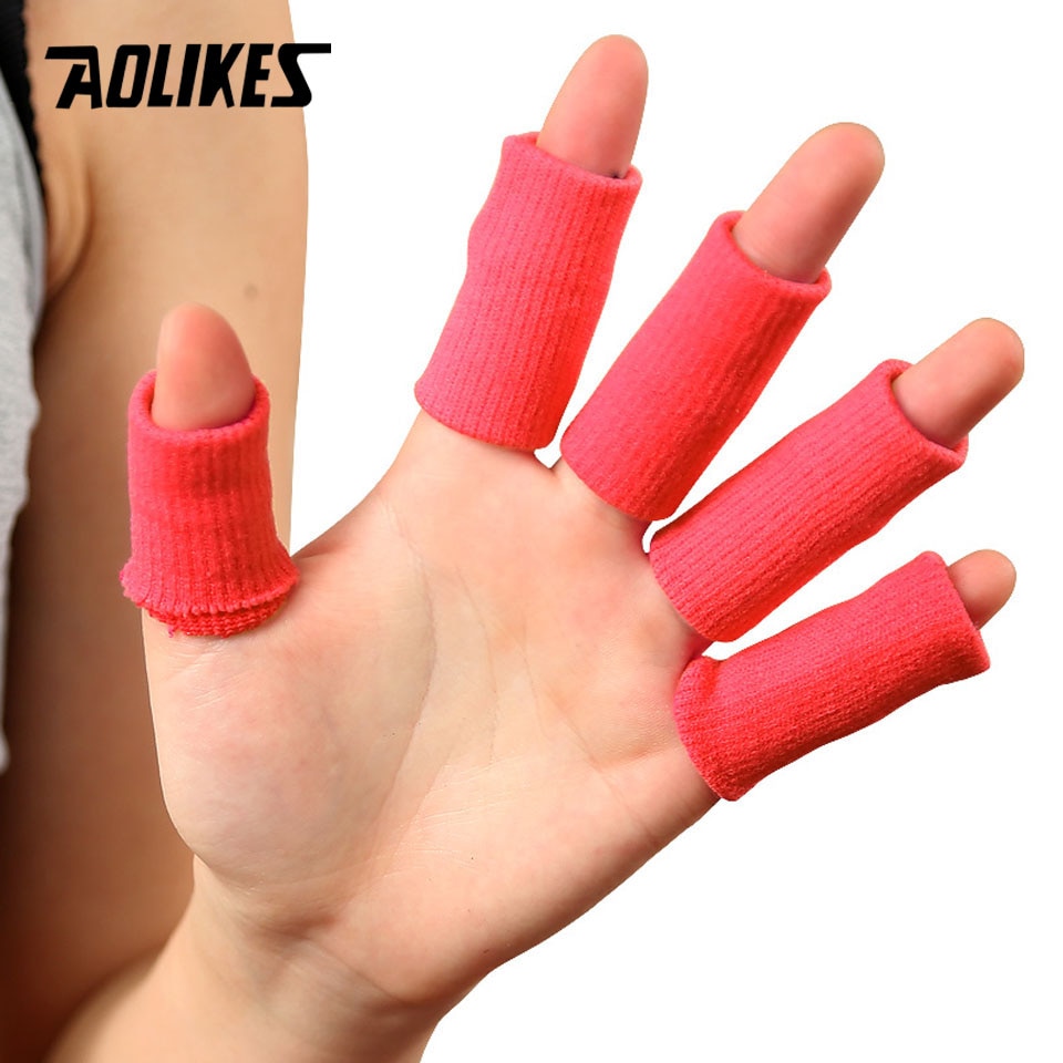 Aolikes 10 st/lot elastiska fingerärmar basket sport säkerhets tumskydd för volleyboll badminton gym hälsovård