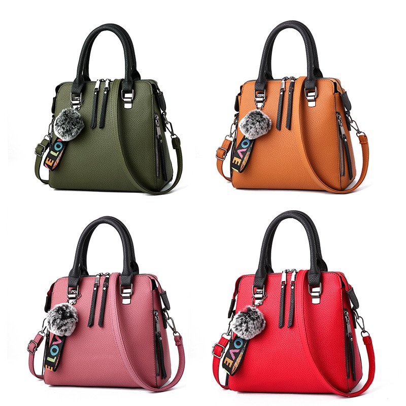 Litthing bolsos de cuero de PU para mujer, bolso de mensajero, Bola de piel, bolsos cruzados con solapa, bolso de hombro femenino, bolsos de Color sólido