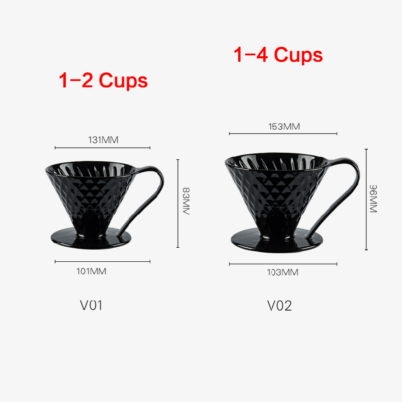 Ceramic Coffee Filters Coffee Drip Filter Cup Diamond shape Permanent Pour Over Coffee Maker with Separate Stand