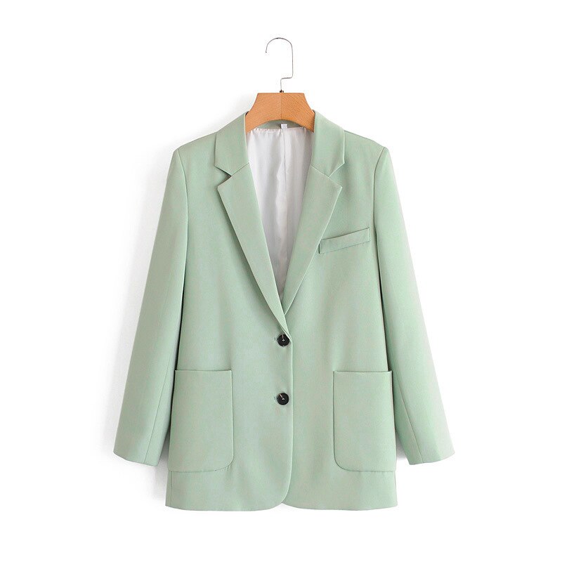 Trajes de otoño OL para mujer, conjunto de dos piezas para oficina, chaqueta Blazer con bolsillos y pantalones cortos con cremallera, trajes para mujer, Tops informales sueltos: jacket / L