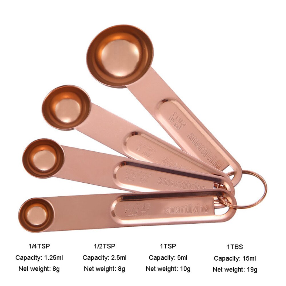 4/8pcs Stainless Steel Measuring Spoons and Measuring Cups Set with Engraved Coffee Ingredients Scoop Kitchen Baking Tool: C2-4pcs
