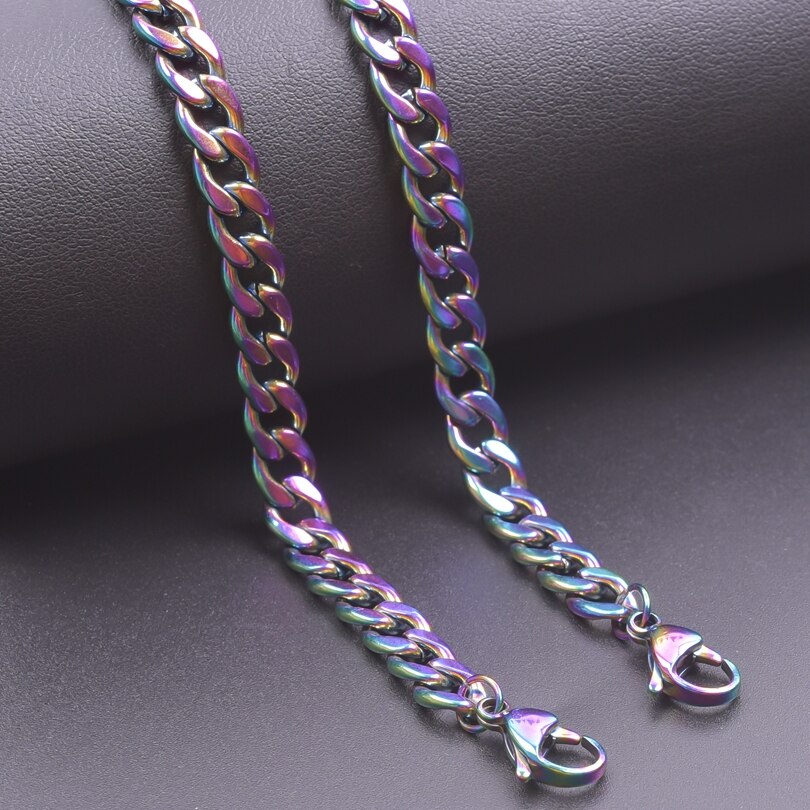 Rainbow Silver Color Link Chain Necklace For Women Men Accessories Stainless Steel Necklaces Bracelets Jewelry 20-90 cm