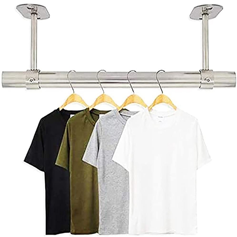 Ceiling-Mount Bracket, Wardrobe Pipe Bracket, Wardrobe Rod Lever Support Holder Pipe Flange Socket 2Pcs