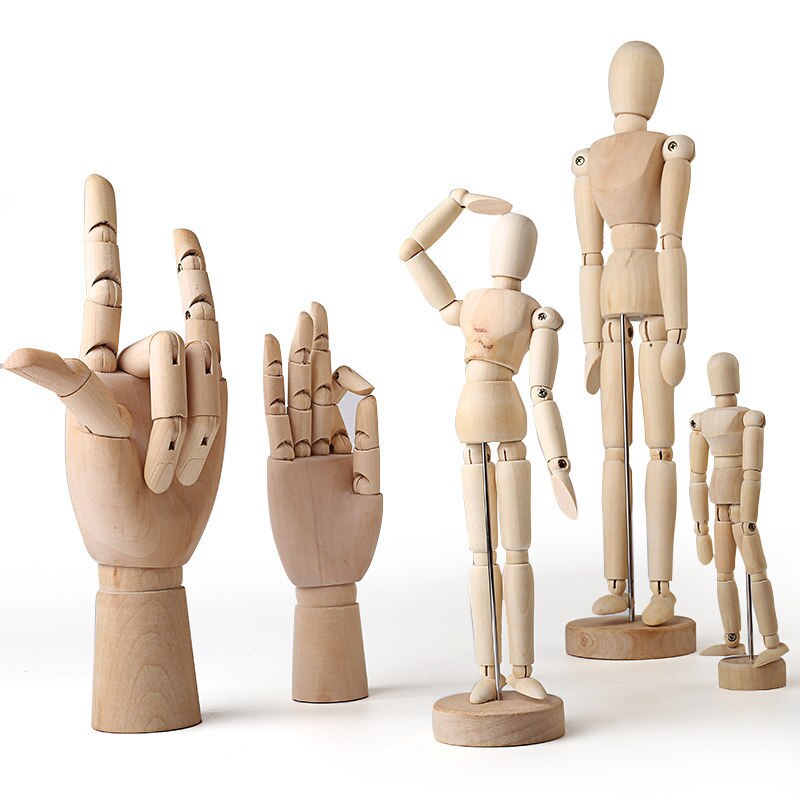 Large sketch wooden human wooden hand model movable joint deformation sculpture character painting model handicraft decoration