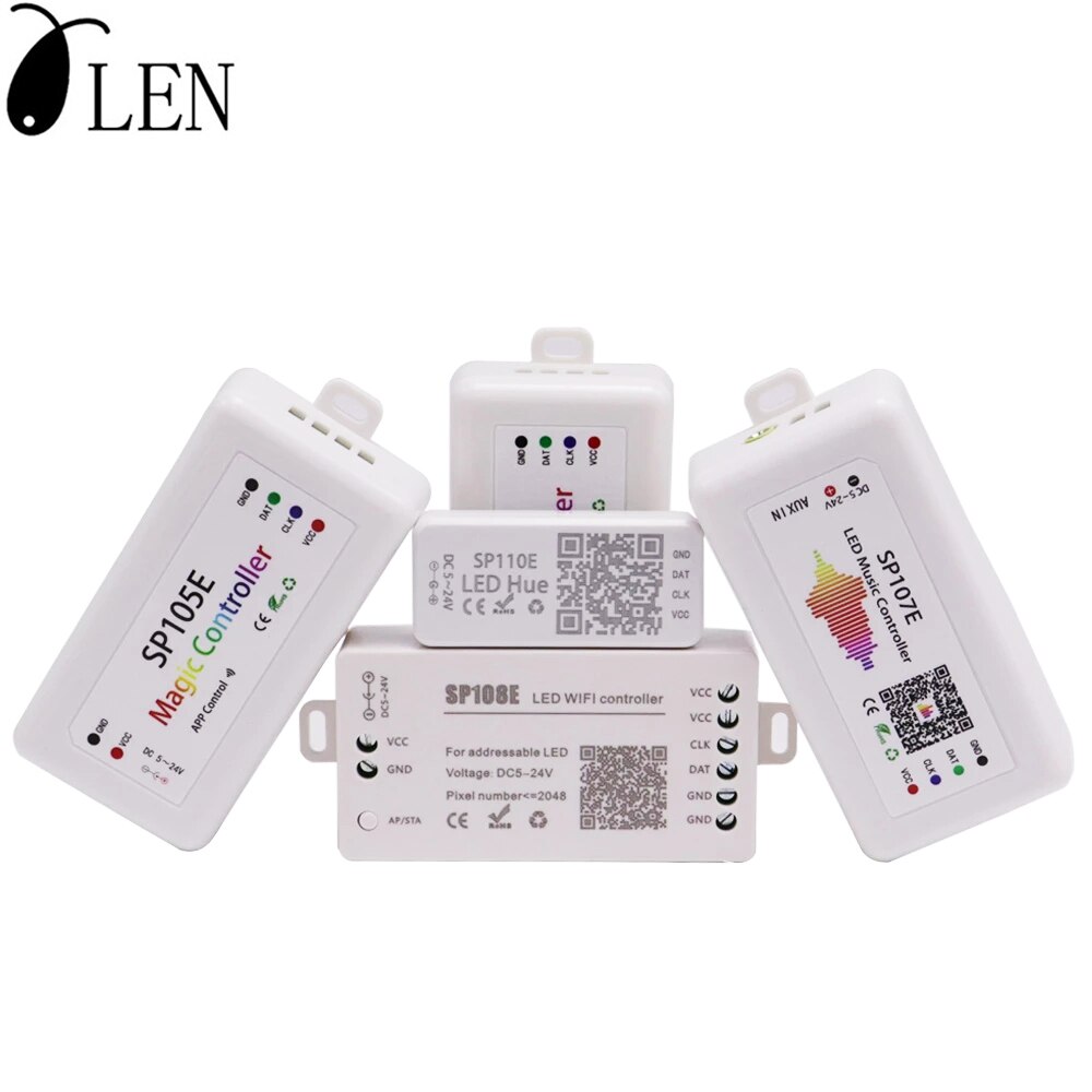 RGB Controller Dimmer Driver SP105E SP110E SP108E SP501E SP107E WIFI/Music/Bluetooth Addressable Led Light Controller DC5-24V