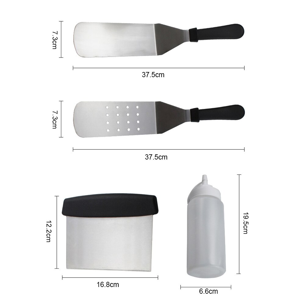 5Pcs Stainless Steel Grill Spatula Set For Grill Griddle Salad scraper chopper Pizza BBQ Baking kitchen Tools BBQ Tool Kit