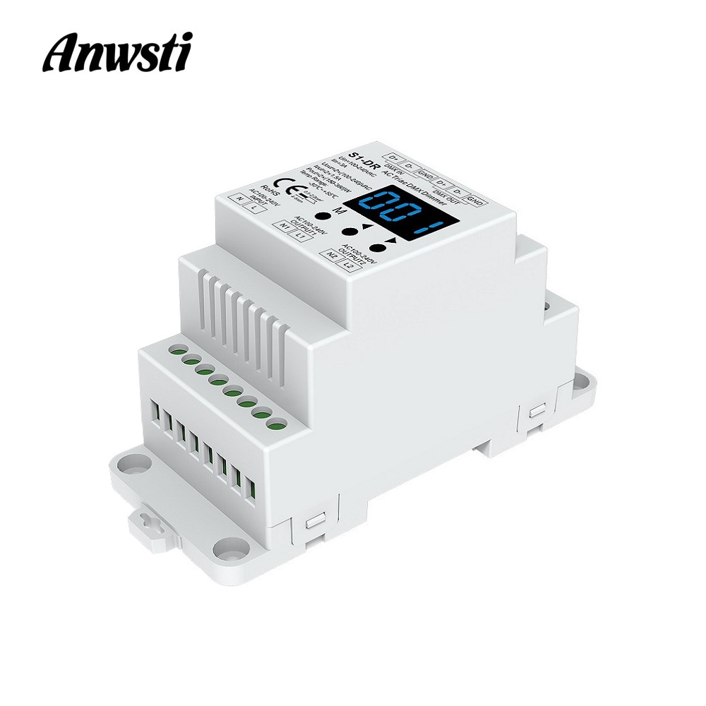 DMX512 LED gradateur 220V 230V 110V 2 canaux Dimmable AC Triac DMX contrôleur ampoule lampe lumière DIM Rail Triac gradateur interrupteur S1-DR