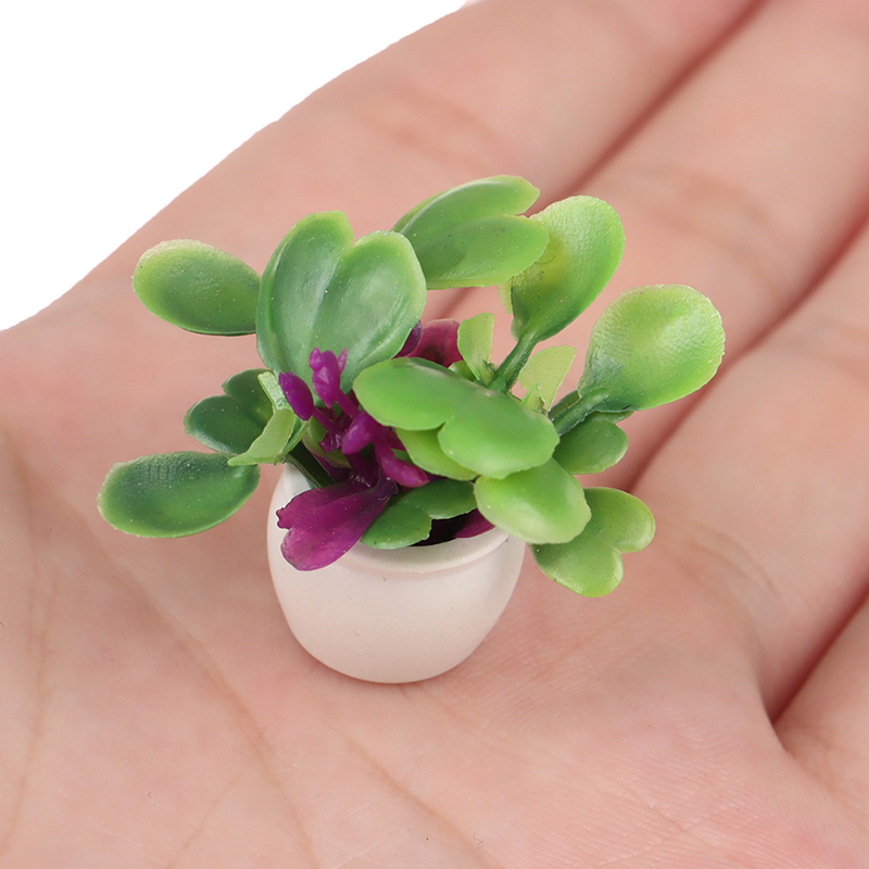 Diyの緑色植物ポット家具の家の装飾アクセサリー 1:12 ドールハウスミニチュア