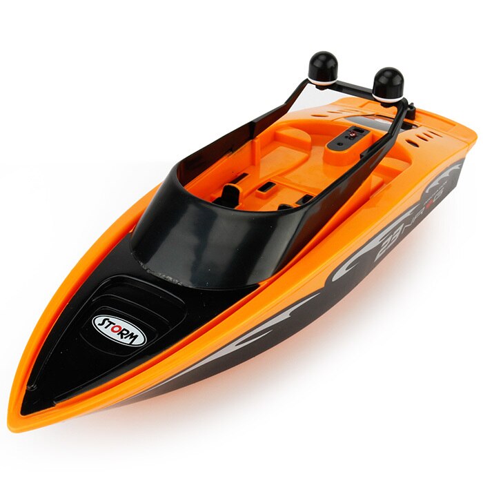 3323 4- kanals fjernbetjening robåd mini 2.4g dobbelthale propeller højhastighedsbåde børn udedør sjovt legetøj vandbåd: Mørk orange