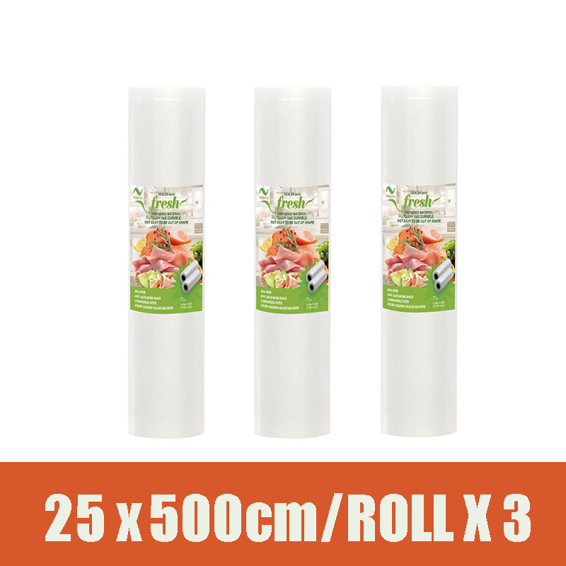 Vacuum Bags for Food Vacuum Sealer Food Fresh Long Keeping 12+15+20+25+28cm*500cm Rolls/Lot Bags for Vacuum Packer: 25x500cm 3PCS