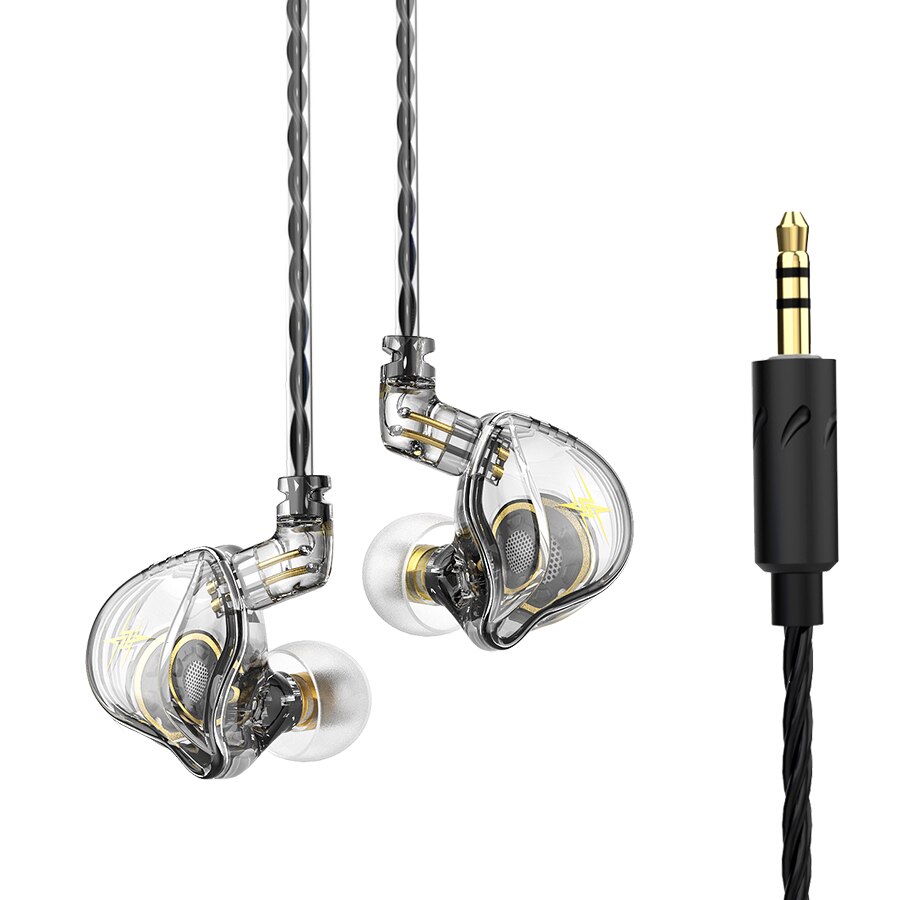 QKZ-auriculares ZXT con controlador Dual HiFi, cascos con cable desmontable con micrófono, reducción de ruido, Monitor de música, EDX: Azul