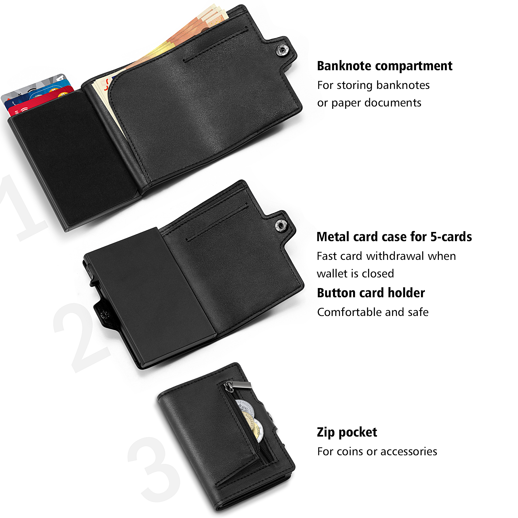 Etui na karty kredytowe dla mężczyzn i kobiet | Portfel męski | Wąski portfel męski RFID | Męskie mini etui na karty