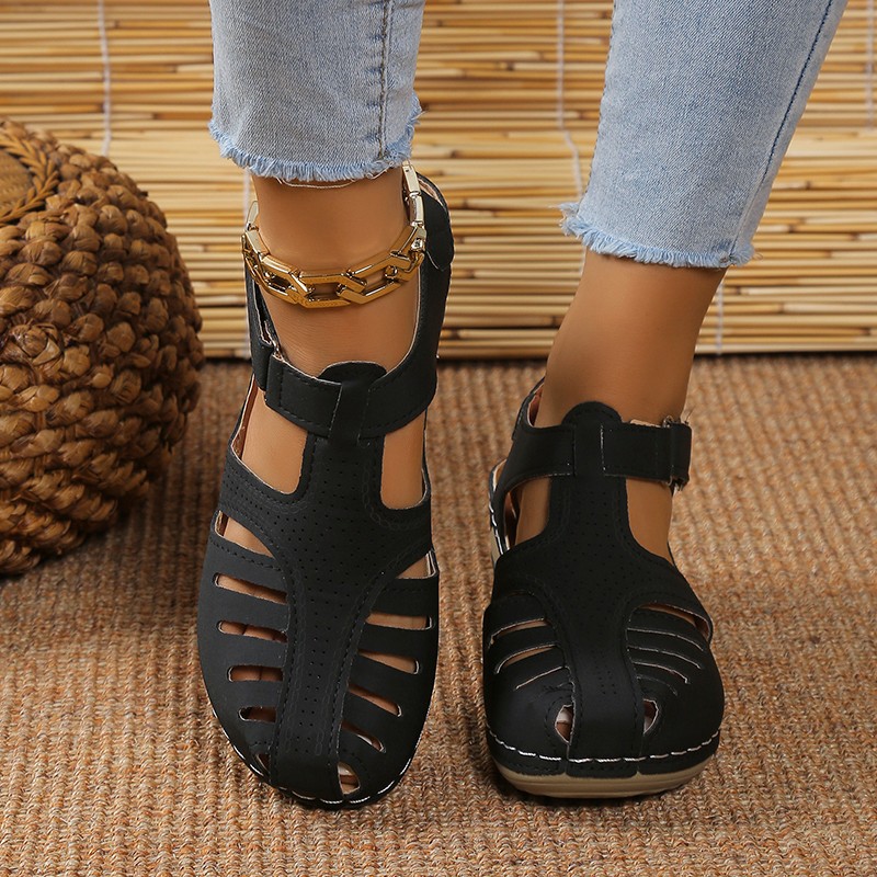 zomer dames sandalen met sleehak Premium orthopedische open teen sandalen Vintage antislip lederen casual vrouwelijke platform retro schoenen