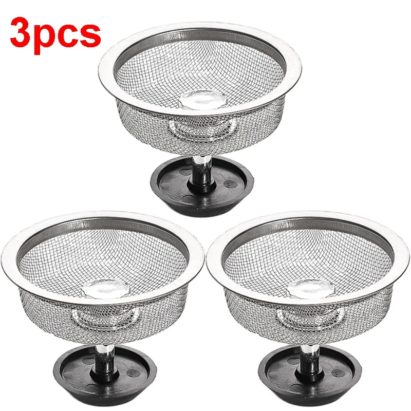 Kitchen Sink Sewer Strainer Basin Drain Stopper Stainless Steel Mesh Filter Waste Hole with Handle Stopper Basket Screen Hole: Rose