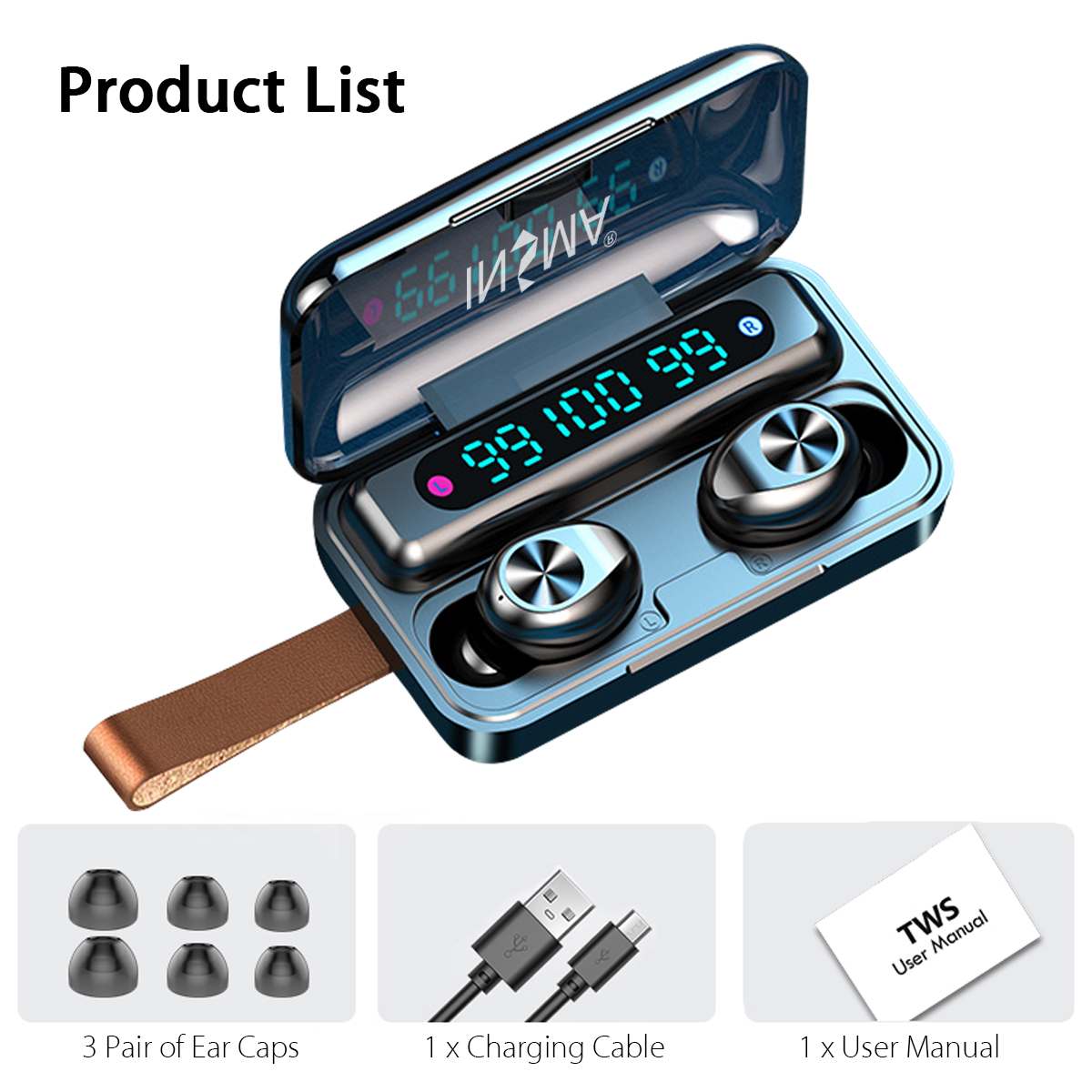 INSMA F9-10 3led Power Bank bluetooth 5.0 TWS Earphones Led Digital Display Wireless Stereo Sport Waterproof Earbuds ipx7