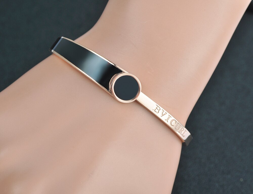 AENINE Shell Clássico Preto Faixas de Casamento Do Aço Inoxidável da Cor do Ouro Cuff Pulseiras Pulseiras Pulseiras Jóias Para Mulheres AB17003