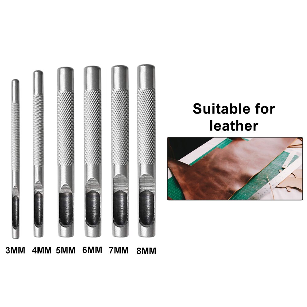 Round Leather Shape Hole Punch Kit Belt Hollow DIY Punch Set Metal Cutter Tool 1-10MM for Watch Band Craft Clothing Canva Paper: 3  4  5  6  7  8mm