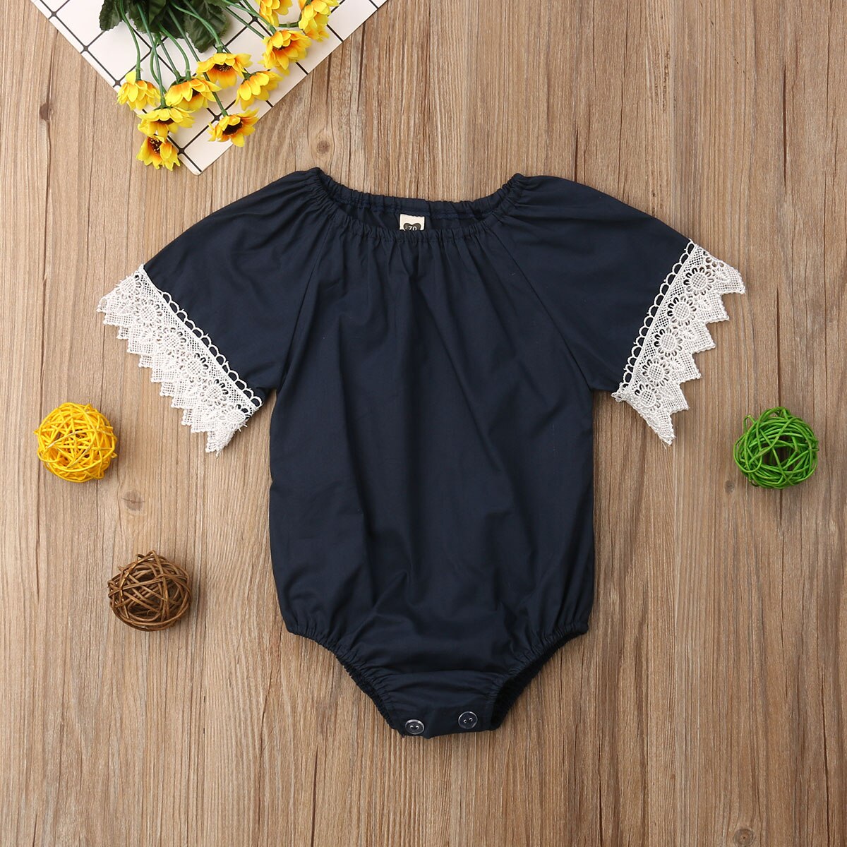 0-24M bebé niña niño body encaje Patchwork de flores manga corta sólido mono verano ropa Casual