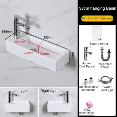 Small Size Mini Tabletop Basin Washbasin Wall Mounted Washbasin Small Wall Mounted Basin Extremely Narrow and Slender