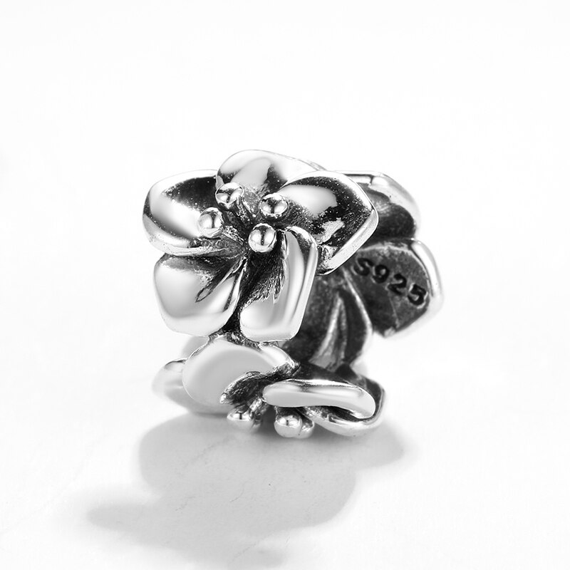 925 sølv orkide blomster perler charme passer originale fine armbånd armbånd smykker gør