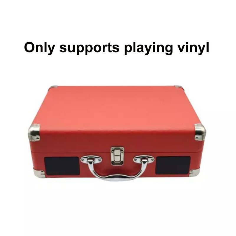 33/45/78 RPM bluetooth Portable Suitcase Turntable Vinyl LP Record Phone Player 3-Speed Aux-in Line-out 100-240V: red