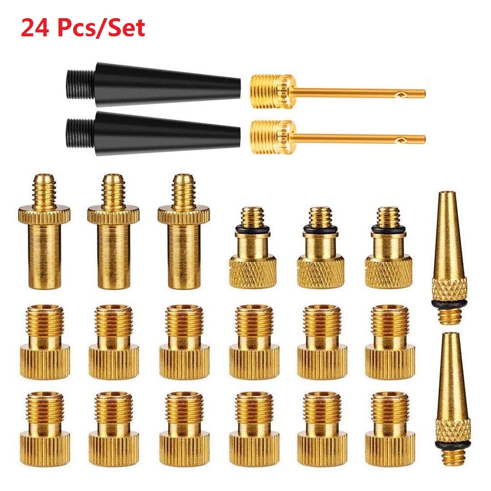 Fiets Valve Adapter Set Sv Av Dv Fiets Pomp Naalden Adapter Fiets Tire Inflator Luchtpomp Compressor Fiets Valve Converter: 24pcs set