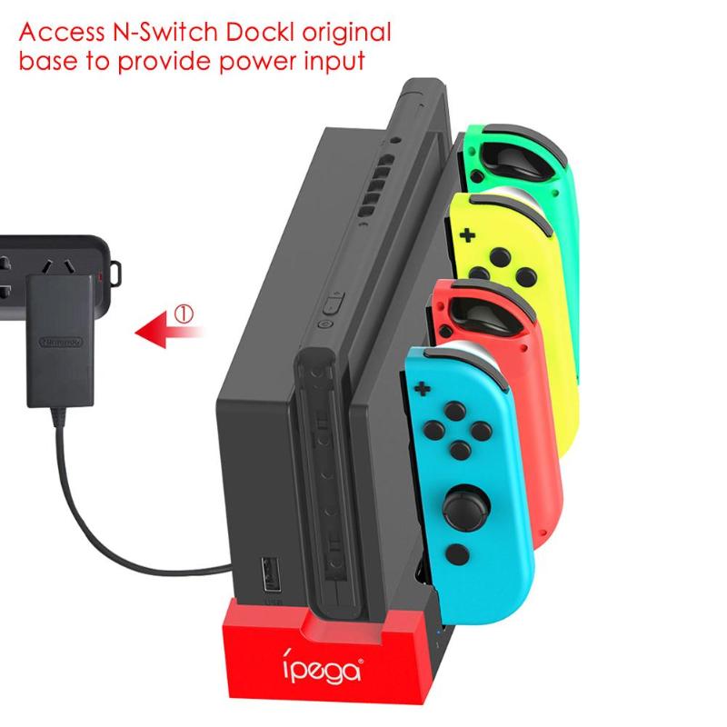 IPega-Base de carga para mando de juegos PG-9186, soporte para Nintendo Switch, Joy-Con, Con indicador