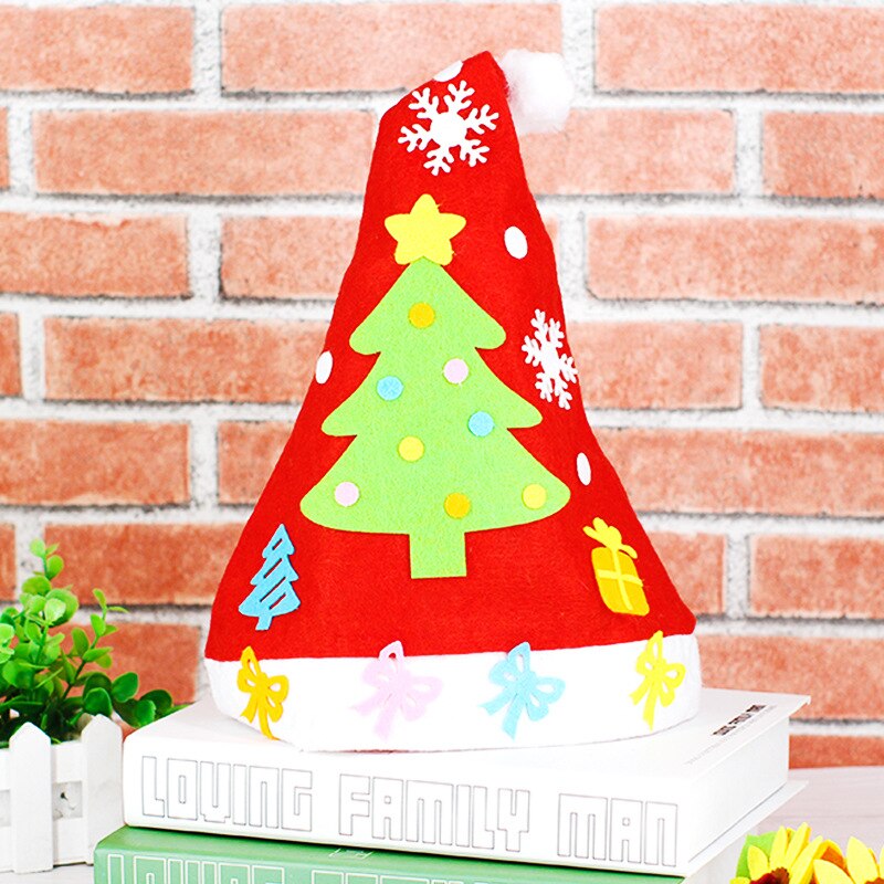 Gorro de Navidad hecho a mano para niños, gorros de Papá Noel no tejidos, juguetes artesanales, para jardín de infantes, Kits de materiales creativos para niños: Christmas Tree