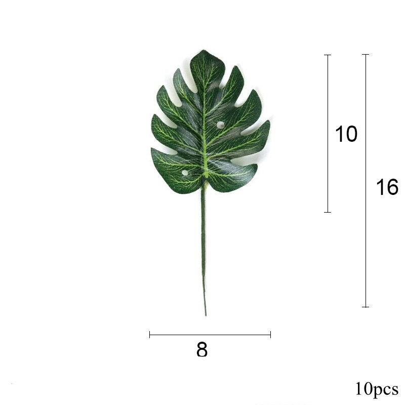 1 pack Artifical Green Palm leaves Hawaii Tropical Turtle Leaf for Kids Birthday Party Jungle Flamingo Summer Party Decoration: 10pcs small green
