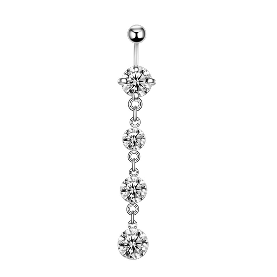 1 PC Silver Crystal Surgical Steel Navel Piercing Heart Zircon Belly Button Rings Women Belly Button Piercing Ombligo Pircing: Style 16