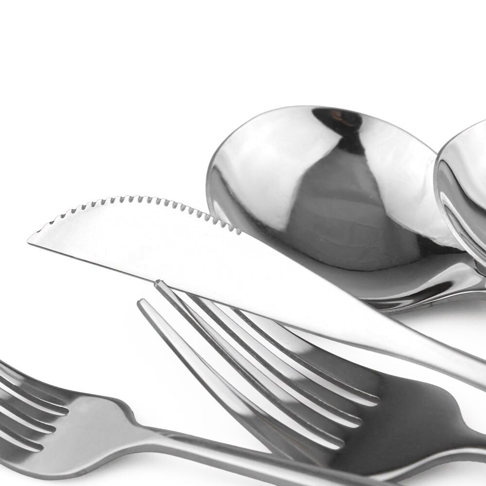 24Pcs Green Silver Cutlery Set Stainless Steel Dinnerware Set Knives Forks Spoon Dinner Tableware Set Kitchen Party Flatware Set