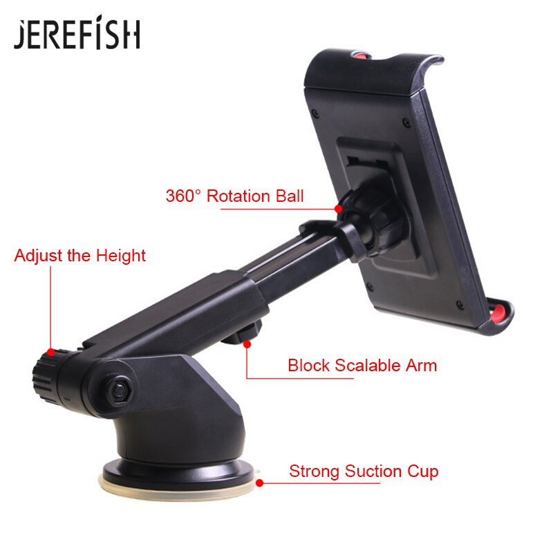 JEREFISH Voorruit Auto Tablet Telefoon Houder Dashboard Auto Telefoon Mount voor iPhone Samsung Huawei iPad Mini xiaomi Auto Houder