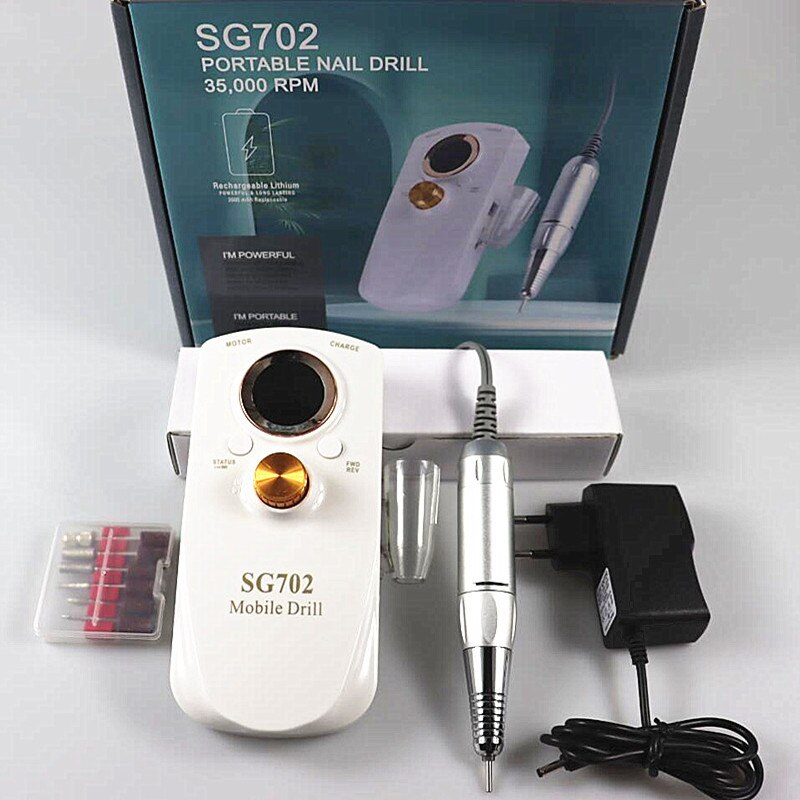 Portable Rechargeable Nail Drill Machine 35000RPM Manicure Machine Electric Nail File Nail Art Tools Set for Nail Drill bit